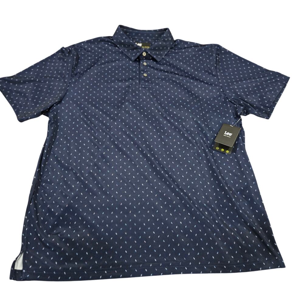 NWT Lee Men's Geometric Golf Series Polo ,Navy Blue, Size XL